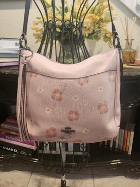 Coach Chaise Pansy Print Leather Crossbody bag